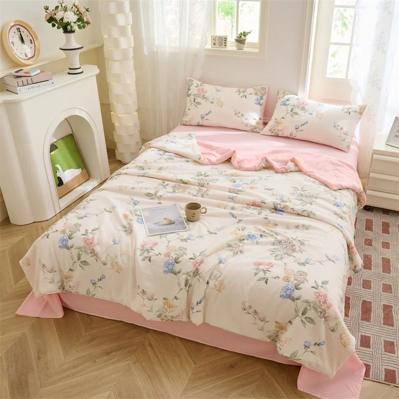 Printed summer quilt fit bedroom Student dormitory children's room Thin quilt air conditioning is 150/180/200cm