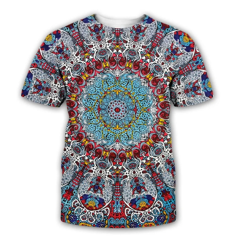 Mysterious Symbols New Fashion Trippy T-shirt Glow in the Dark 3D Psychedelic Printed Men Short Sleeves Summer Streetwear