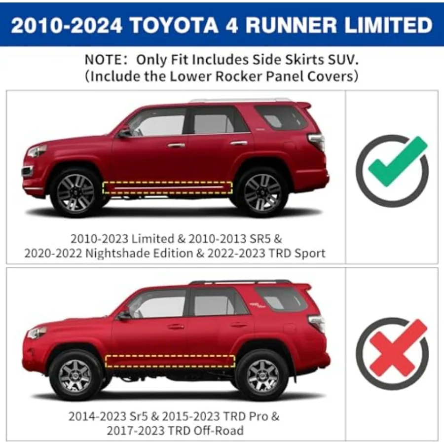 บันไดข้างอะลูมิเนียมสำหรับรถยนต์ 4Runner ปี 2010-2024 รุ่น Limited ปี 2010-2013 รุ่น SR5 ปี 2020-2022 รุ่น Nightshade Edition ปี 2022-20