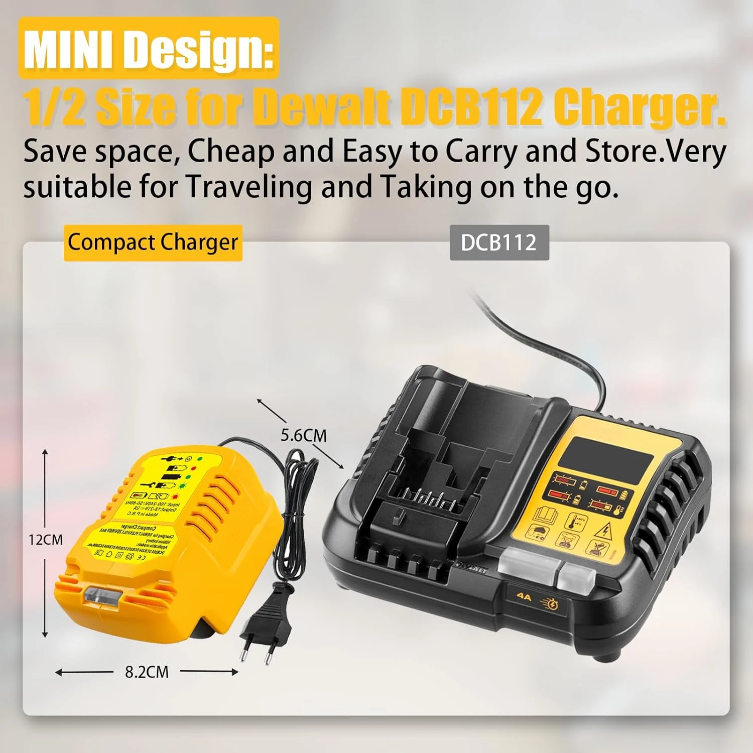 Portable Mini Battery Charger Car Charger Compatible with  for Dewalt 18 V 20 V Lithium Battery Charger Station with US/EU Plug view 6