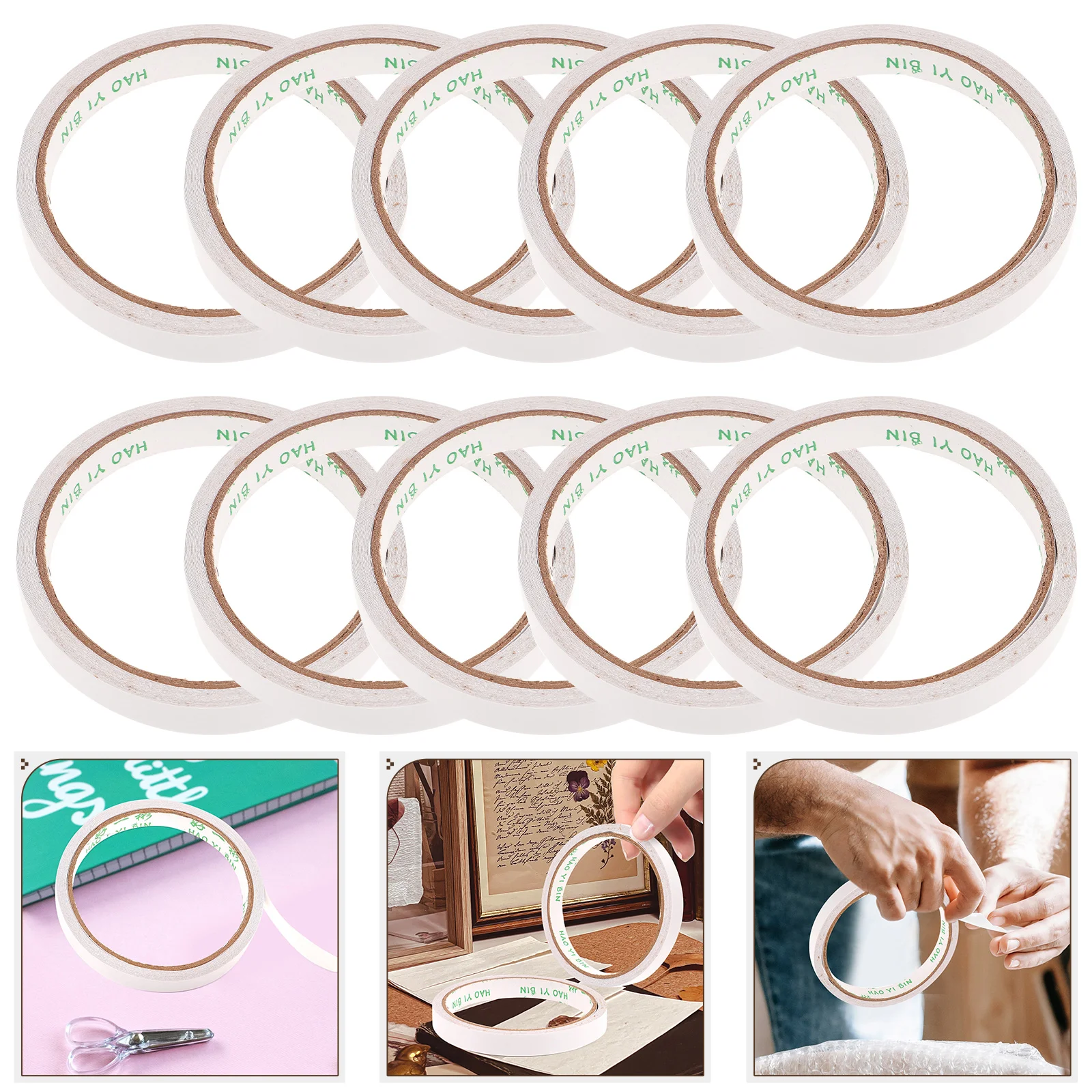 10 pçs 1.2x800cm fita adesiva dupla face fácil de aplicar imprensa firmemente descascar para artes artesanato fotografia scrapbooking presentes
