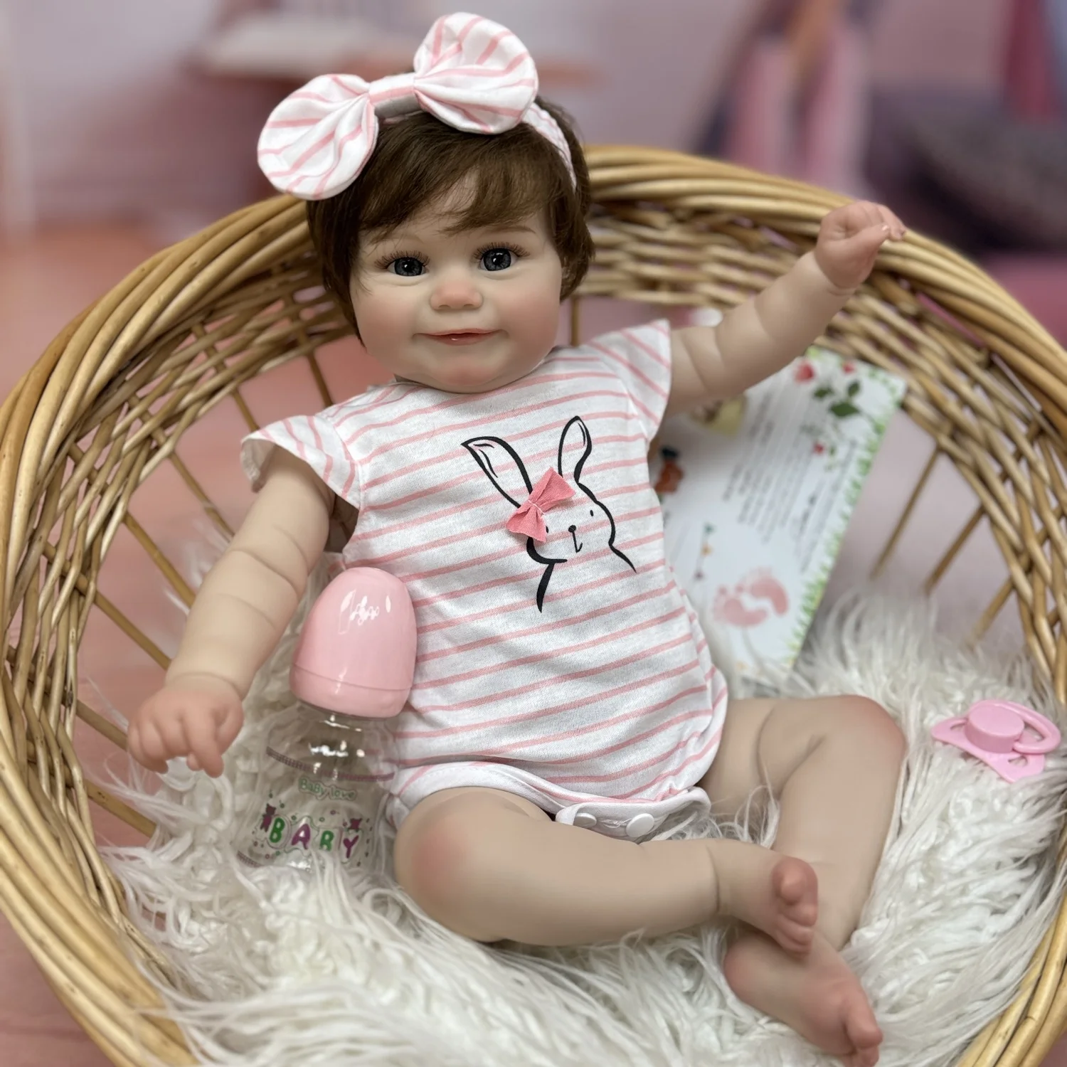 18-20Inch Maddie Bebe Reborn Girl With Rooted Hair 3D Painted Skin Reborn Doll Soft Cloth Body Lifelike Newborn Doll