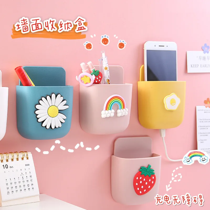 

Cartoon Wall-mounted Storage Box Multi-function Remote Control Mobile Phone Storage Bedroom Bedside Wall Without Hole Punching