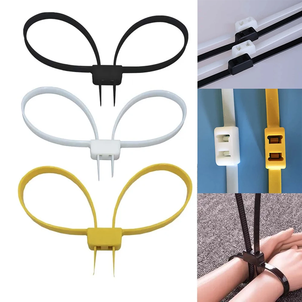 Tactical 5pcs/Lot 12mm x 700mm Sports Plastic Cable Tie Strap Handcuffs Double Flex Cuff Disposable Restraint Zip Tie Cuff