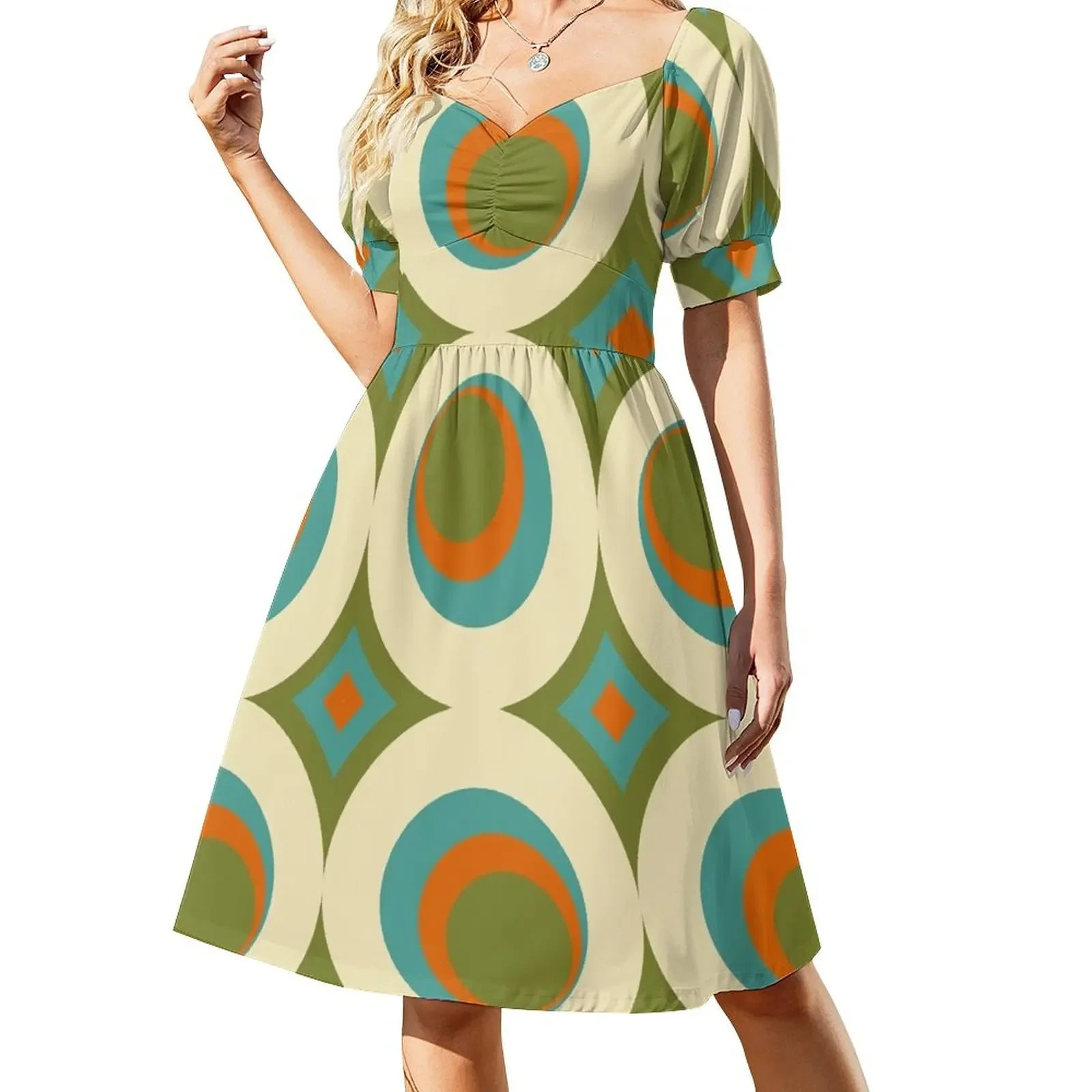 

Mid-Century Modern Funk 2 Short-Sleeved Dress sexy dress Women's dress