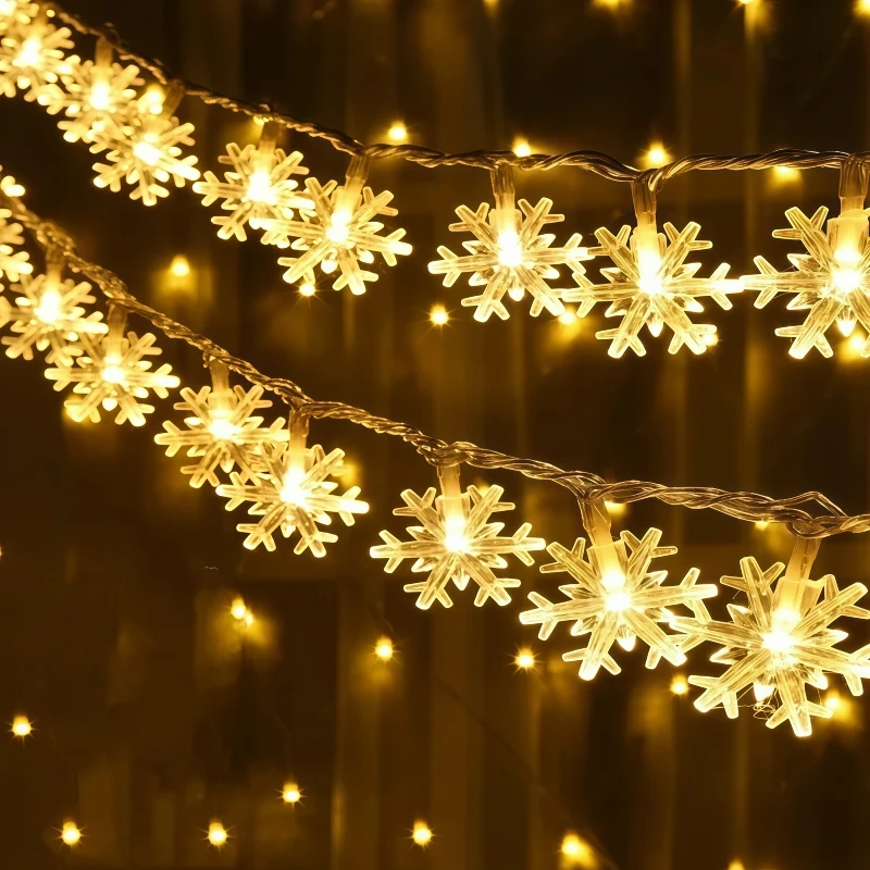Snowflake LED String Lights USB Battery Box With Remote Control Fairy Garland For Xmas Window Indoor Home Party Decoration