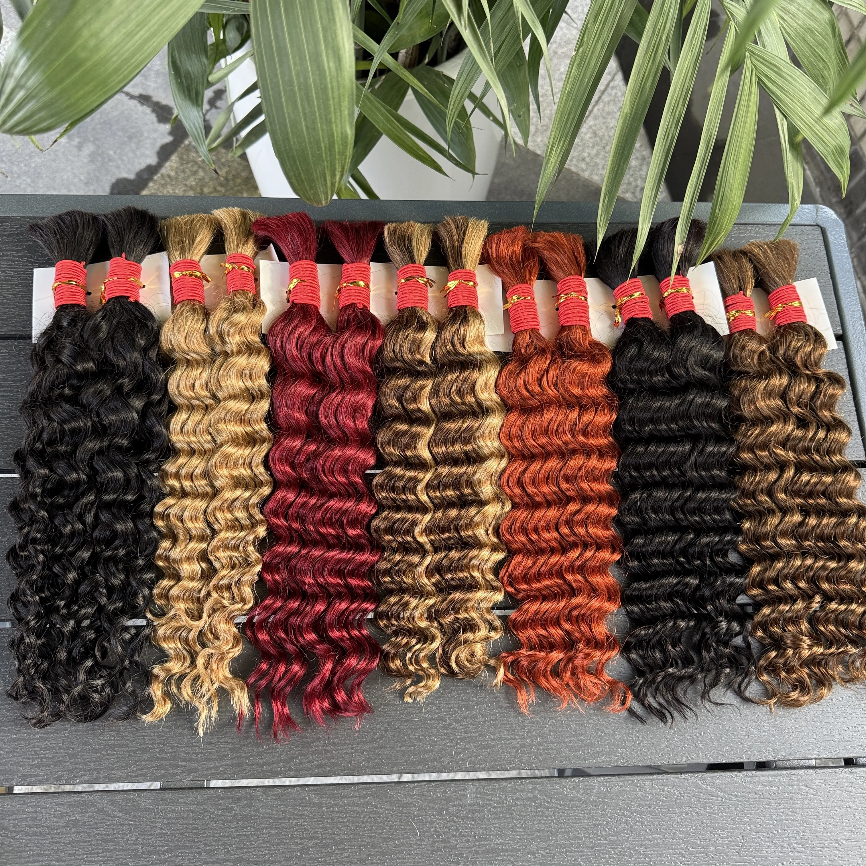 Nabi Boho Braids Human Hair 27/350 Blend Deep Wave Hair Bulk Brazilian Human Hair for Bohemian Braiding image 5
