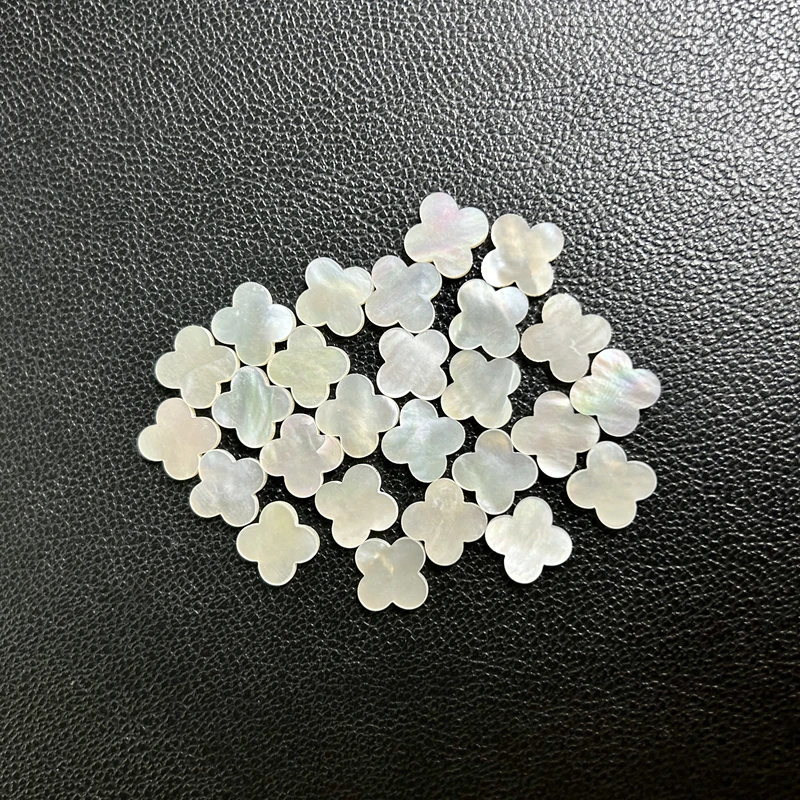 Natural White Mother Of Pearl White Shell Loose Stone Four Leaf Flower BeadsFor Jewelry Making