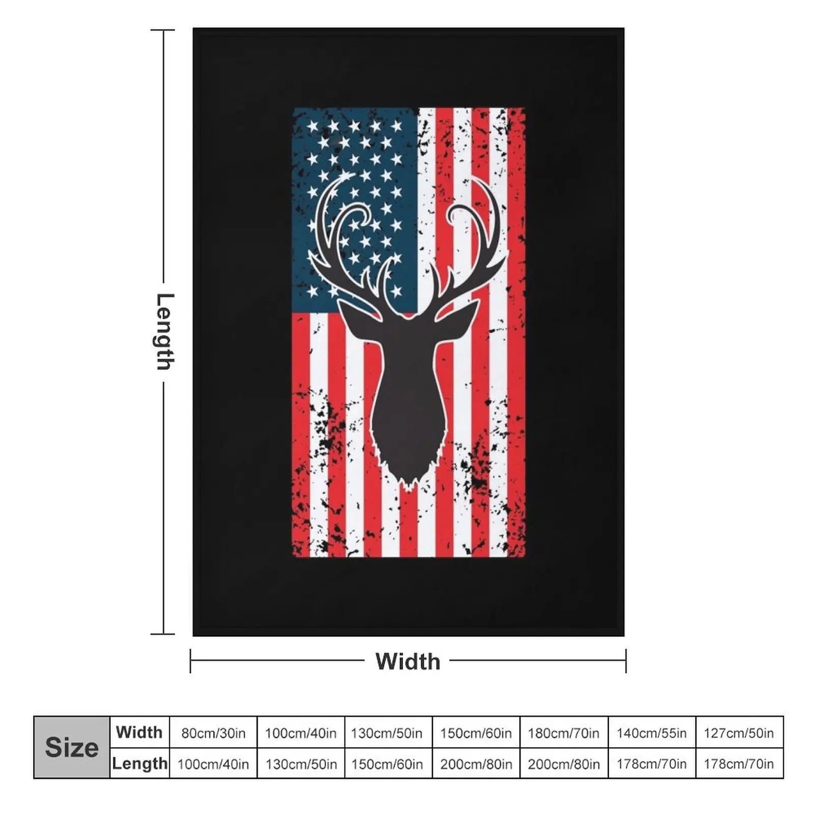 American Flag Deer Hunting, American Deer Hunter, Deer Outfit Throw Blanket For Baby Personalized Gift Soft Plush Plaid Blankets