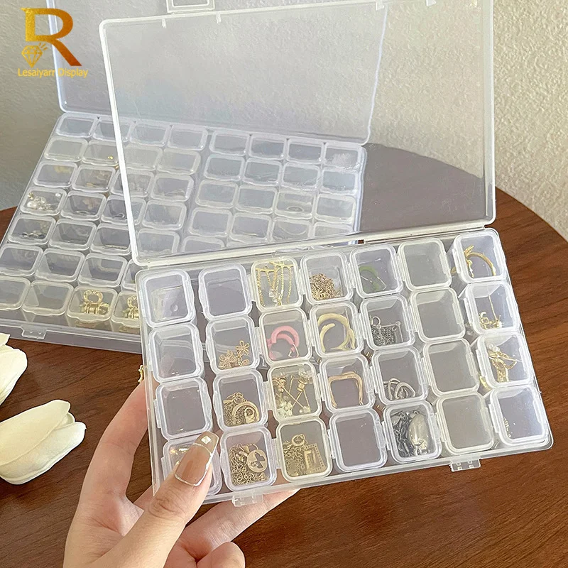 Nail jewelry storage box can be detachable Transparent Rectangle Storage for Jewellery Organizer with Grids Plastic Container