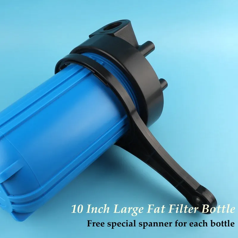 Blue 10 Inch Large Fat Filter Bottle 1 inch 1.5 inch Large Diameter Large Flow Filter Cartridge Whole House Filter Bottle