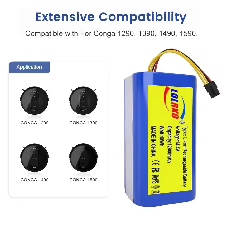 بطارية ليثيوم لون 4S1P 14.4 فولت 3000 مللي أمبير في الساعة للمكنسة الكهربائية Cecotec Conga 1290 1390 1490 1590 Genio deluxe 370 Gutrend echo 520 #2