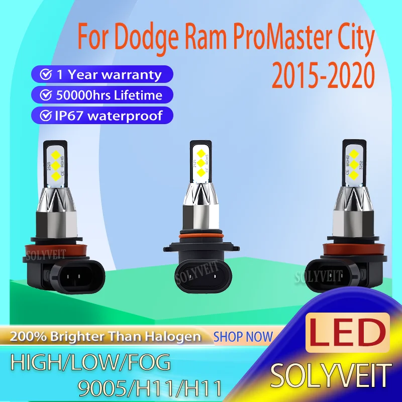 

Plug-and-Play 1-Year Warranty 9005 H11 H11 LED Headlight foglight For Dodge Ram ProMaster City 2015 2016 2017 2018 2019 2020