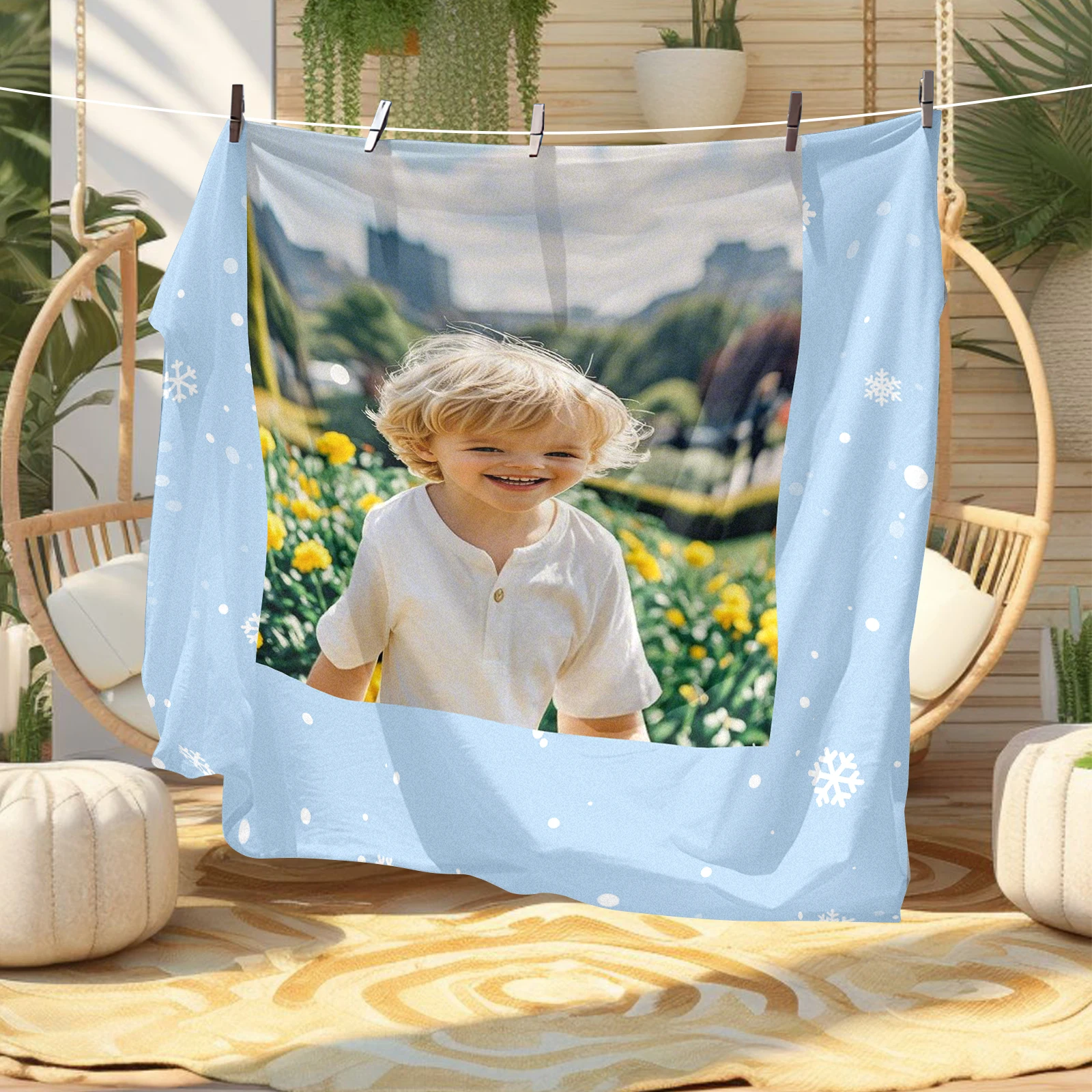 Son's Innocent Bright Smile Photo Customized Blanket Birthday Gift For Son Couch Bedroom Camping Outdoor Play Available