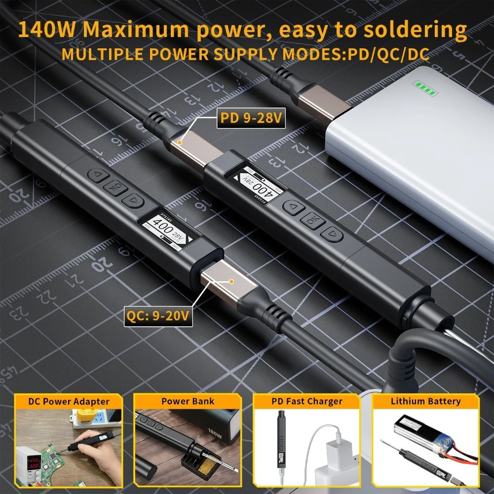 

PTS245 Мощный паяльник 140 Вт Интеллектуальная цифровая паяльная станция с несколькими паяльными жалами и интерфейсом Type-C