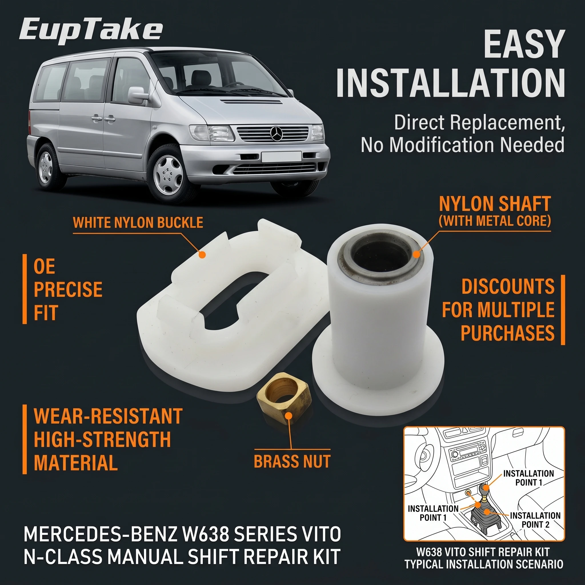 Getriebe-Wählhebel Reparatur-Set für Manuelles Getriebe Mercedes Benz Vito Klasse W638 A0002652821638 0002651249 A0002652821 – Detail 3