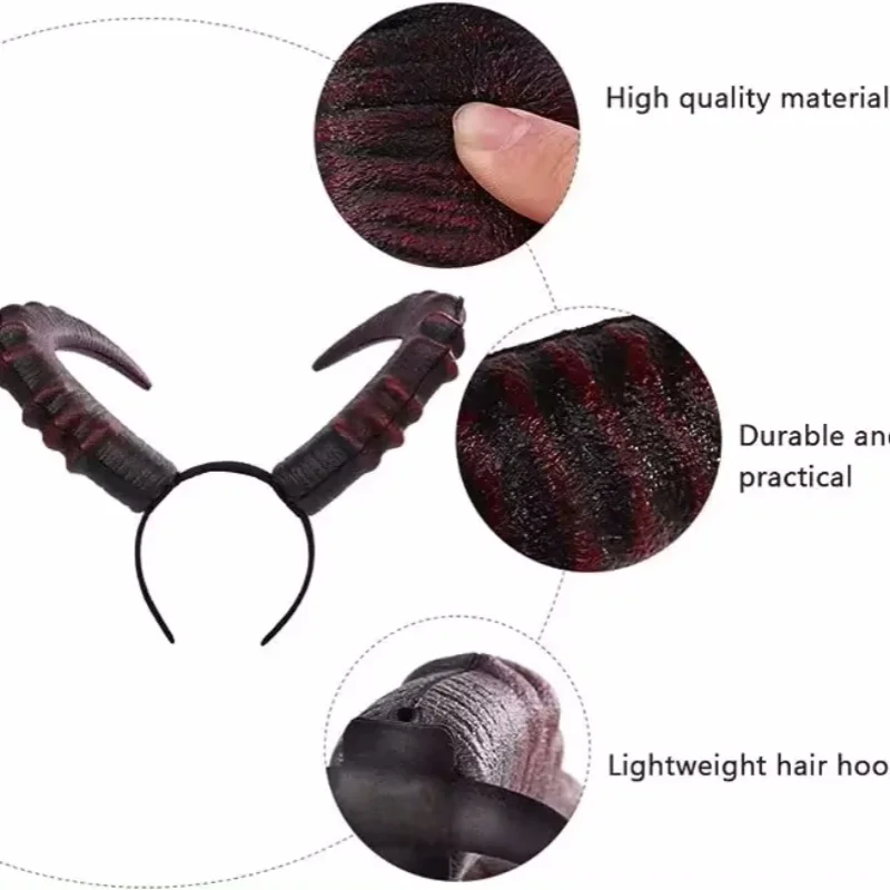 Accessoires de Costume de ixde Carnaval pour Femme, Corne de Démon Noire, Pièce de Sauna, Diables Gothiques, Cornes de Bœuf Sexy, Vêtements d'Halloween