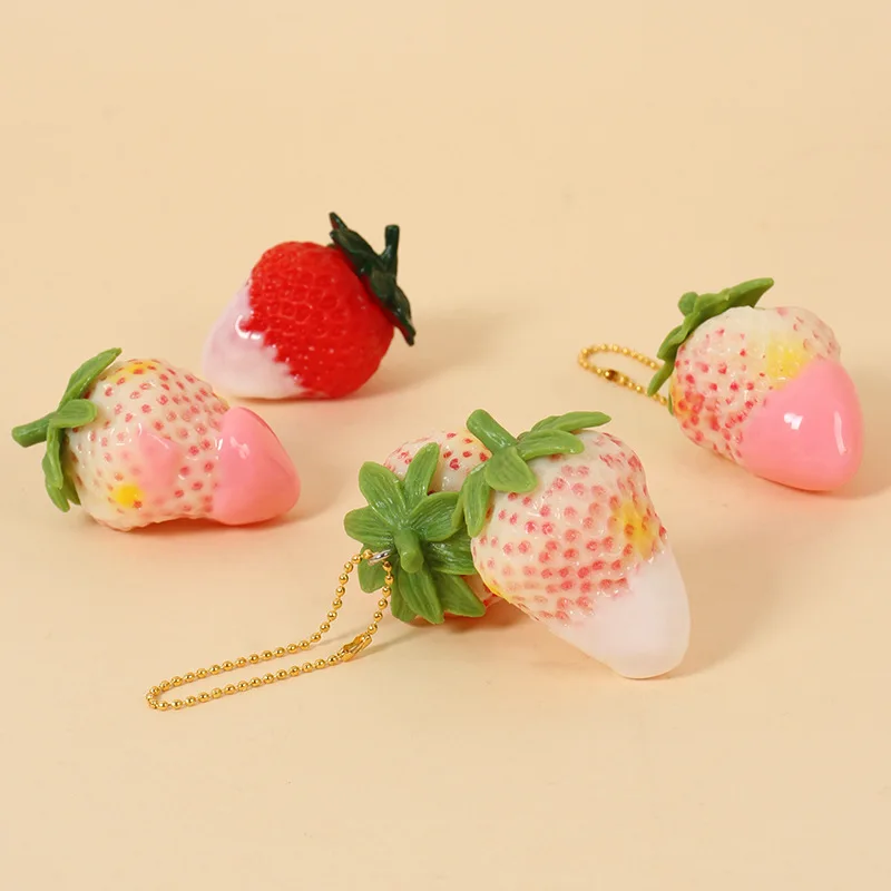 5 قطعة قلادة الفراولة محاكاة الفاكهة وهمية المنزل عطلة الطرف الديكور التصوير الدعائم حقيبة سلسلة مفاتيح الديكور #1