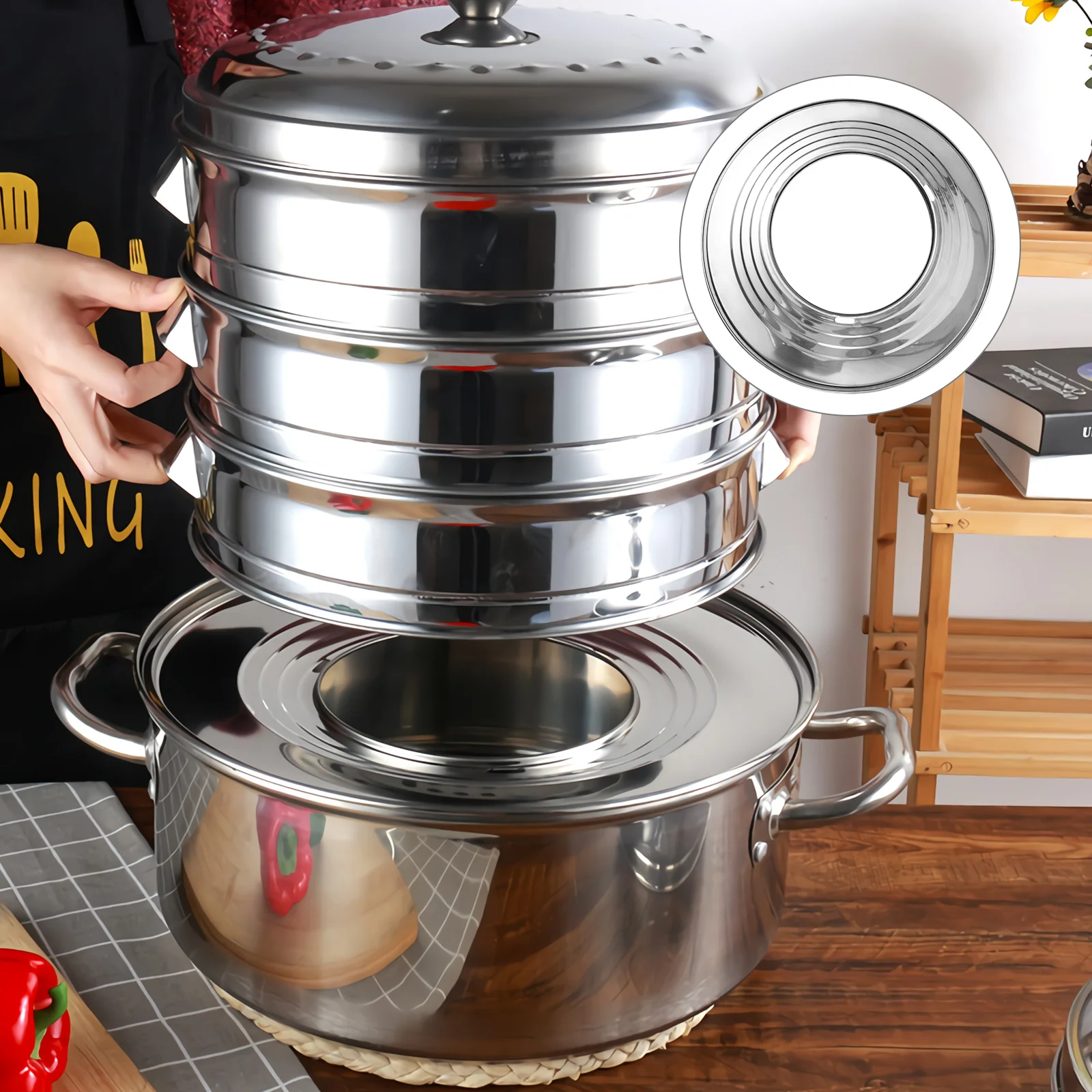 

Stainless Steel Canning Rack For Pressure Cooker Steamer Soup Pot Non-Stick Easy Clean Canner Shelf Baking Tool