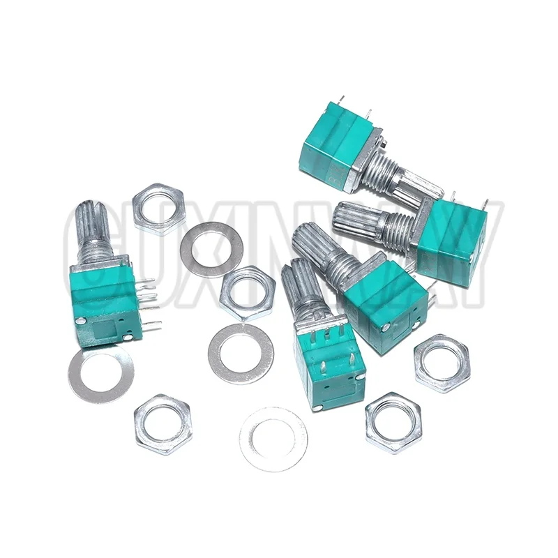 5pcs RV097NS 5PIN shaft 15mm amplifier sealing Potentiometer 5K 10K 20K 50K 100K 500K B5K with a switch audio