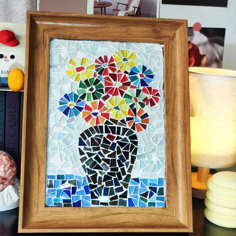 100g Clear Glass Mosaic Tiles Multi Color Mosaic Piece DIY Mosaic Making Stones for Craft Hobby Arts Home Wall Decoration arte
