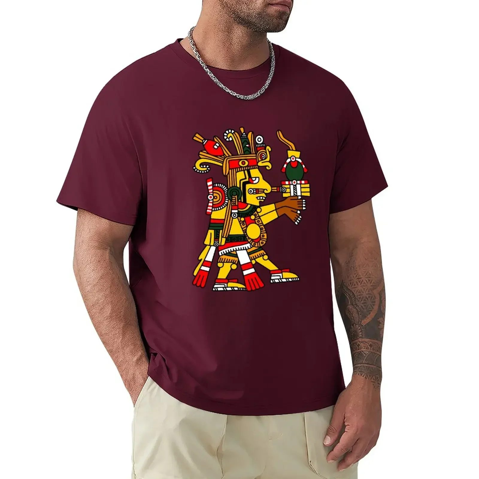 plus sizes customs design your own vintage mens graphic t-shirts pack Aztec Deity Cinteotl,God of Maize,Codex Borgia. T-Shirt