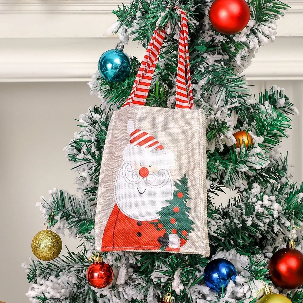 Bolsa de viaje, bolsa de compras, bolsa de dulces, lindo muñeco de nieve, bolsa de nailon estilo navideño, bolso femenino de dibujos animados, cesta de almacenamiento