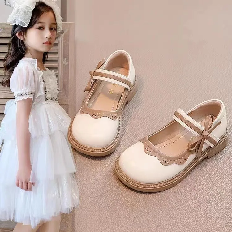 

New Girl Princess Shoes Versatile Soft Elegant Fashion Bowknot Beading Kid Loafers Slip-on Mary Janes