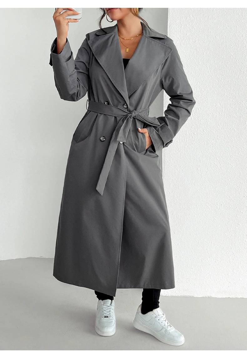 Giacca elegante per donna cappotto Casual a maniche lunghe autunno inverno 2024 nuovo doppiopetto con cintura moda capispalla femminile allentata