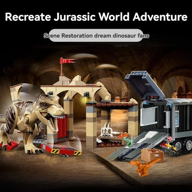 Dinosaur Series Tyrannosaurus 466pcs Tyrannosaurus Escape Park World Creative Building Block Model Toy Children's Gift