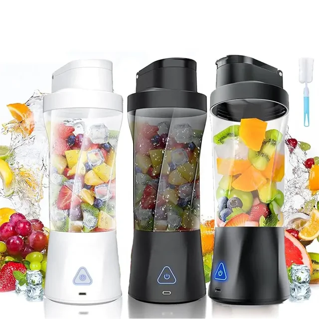 Portable Cordless Small Blender Smoothies Juicer Cup Manual Protein Shaker High Power 360W Rechargeable Juicer Mini Blender