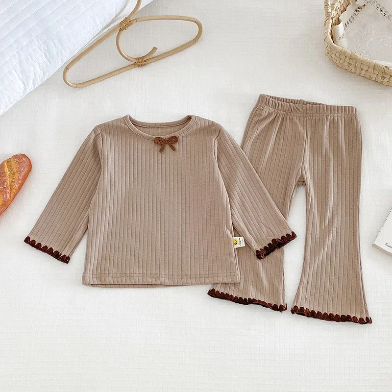 2025 New Autumn 0-4Yrs Kids Clothing Set Long Sleeved Cotton T-shirt+Pants Toddler Baby Girls Sports Clothes Suit