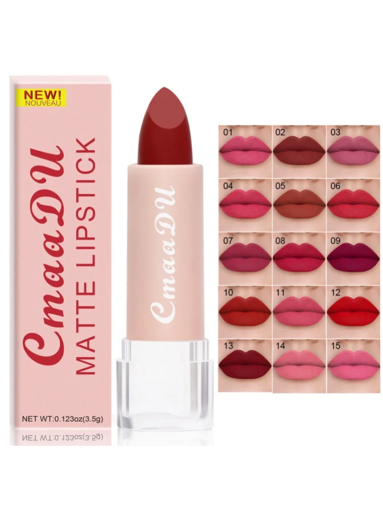 Rouge à lèvres velours mat, 15 couleurs, longue durée, imperméable, antiadhésif, maquillage Sexy pour femmes, teinte brute pour les lèvres parfaites