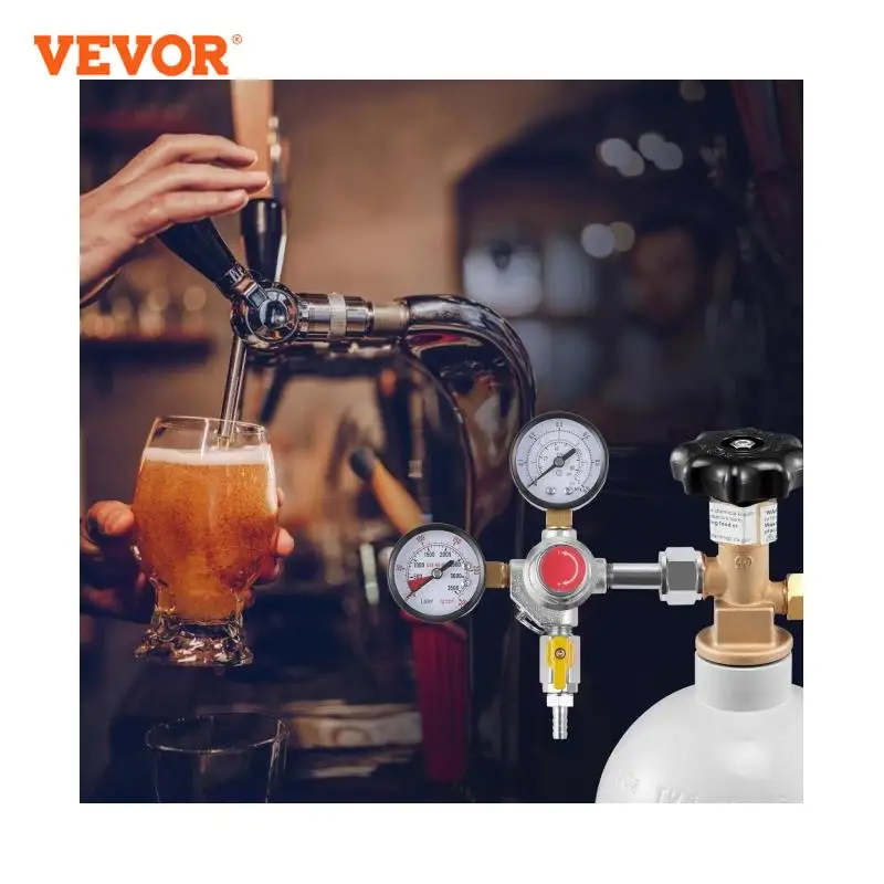 VEVOR CO2 레귤레이터 듀얼 트리플 게이지, 체크 밸브 포함, 생맥주 케그 홈브루 CGA320, 맥주 디펜서 홈 바용