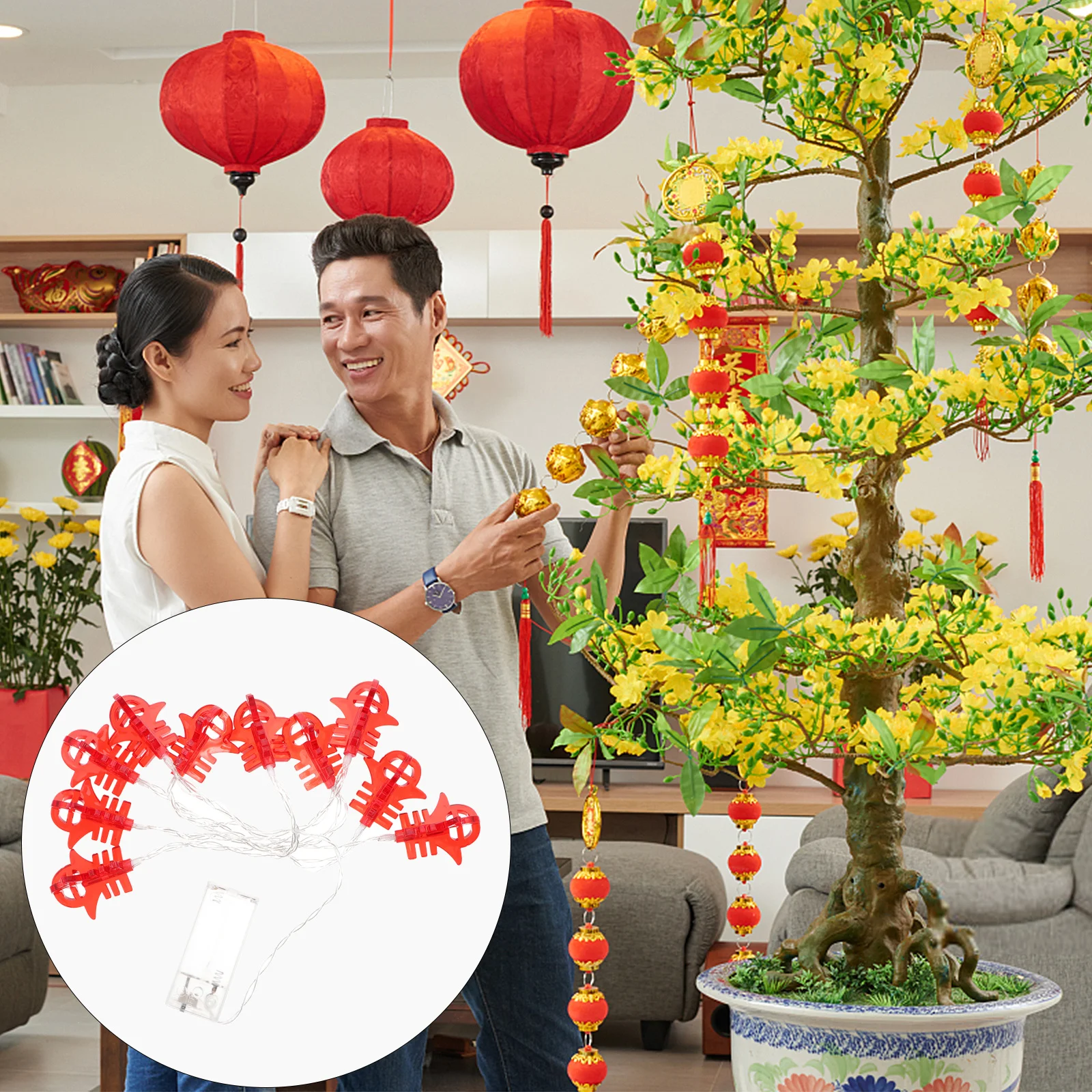 

1Set 10 Leds New Year Decoration LED String Lights Spring Festival String Lamps for Home Party Bedroom Store Decorative Lighting