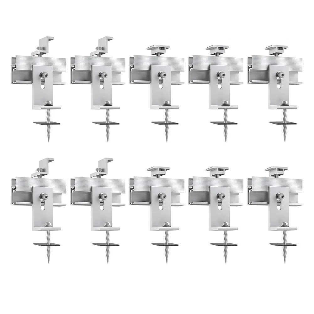 /10 /Pack /Aluminum Solar Panel Mount Kit With Rails Z Brackets And Clamps For Flat Sloped Roof Module Racking System