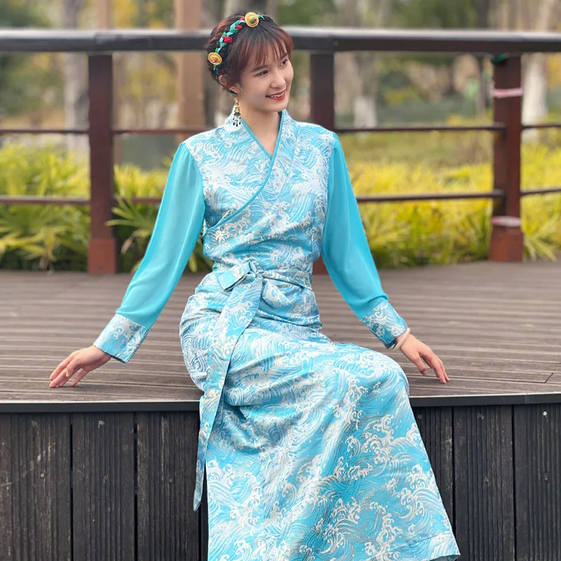 Chinesische tibetische Kleid Frauen Robe Frühlings tradition neu