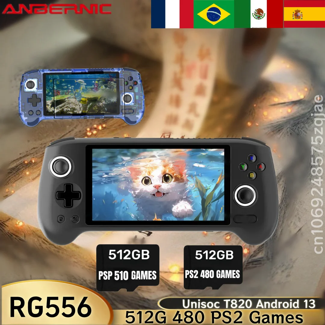 

ANBERNIC RG556 Retro Handheld Game Console Video Player 5.48 Inch OLED Screen Bluetooth WIFI Android13 8G+128G 512G PSP PS2 Gift