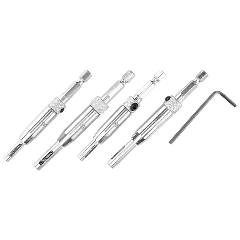 

RABIT AS59~ Center Drill Bit Set 5 PCS Self Centering Hinge Tapper Core Drill Bit Set For Woodworking, Door Window Drill Bits