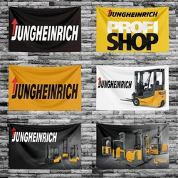 90x150CM Crane-j-JUNGHEINRICHs Industry Flag Polyester Printed Excavator Banner For Decor