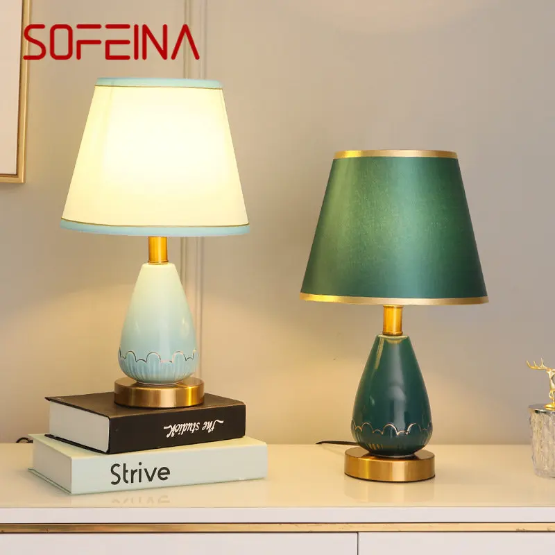 

SOFEINA Modern Ceramics Table Lights LED Creative Simple Fashion Bedside Desk Lamp for Home Living Room Bedroom Decor