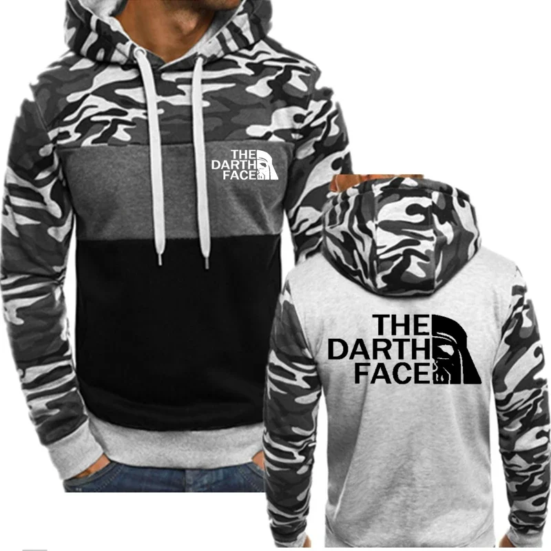 

Spring Tops Famous Outdoor Brand THE DARTH FACE Logo Print Men Camouflage Color Matching Hoodie Sweatshirt Customizable Logo