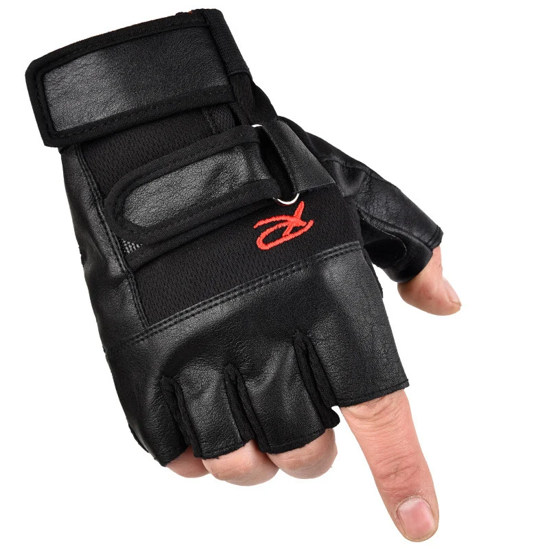 Leather Fitness Sports Weightlifting Weight Lifting Men Gym Gloves Mitts Thicken Half Finger Summer Durable