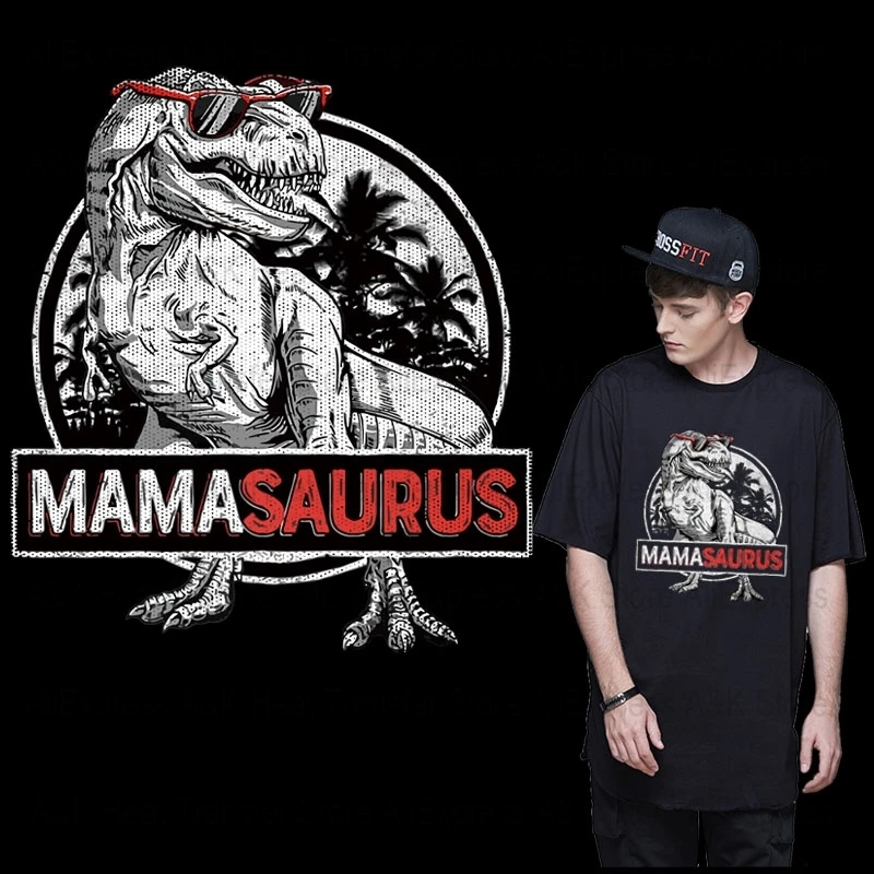 Cool Jurassic Dinosaur Patches On Clothing Men Fashion DIY T-Shirt Hoodies Iron On Transfers Sticker Thermal Stickers On Clothes