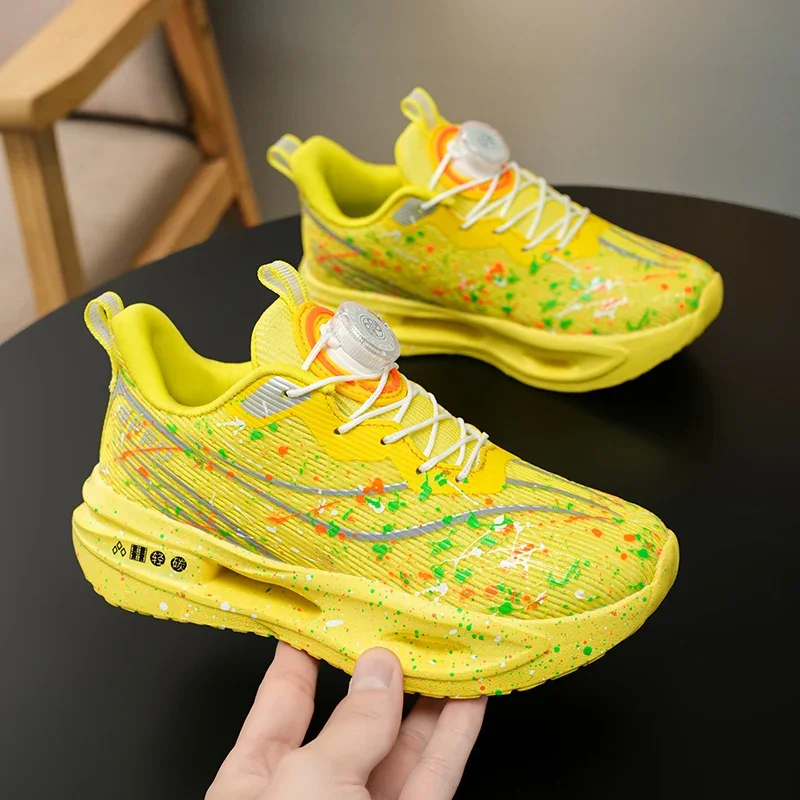 Outdoor Boys Girls Lace-up Mesh Sneakers Casual Walking Shoes Children‘s Running Shoes Non-slip Breathable Sports Training Shoes