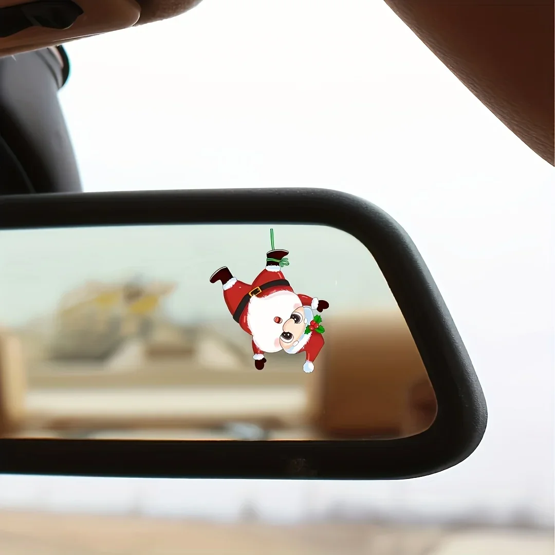 4pcs Cute Upside Down Santa Claus Waterproof Vinyl Sticker Decal for Car Mirror Laptop Wall Water Bottle Decor Holiday Gift