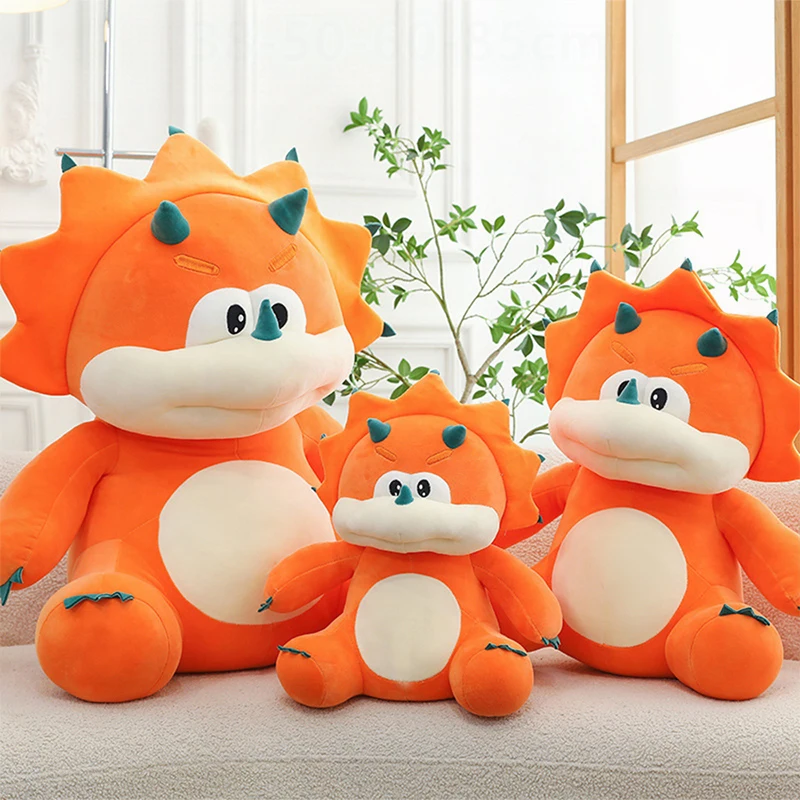 

Кавайная мультяшная детская плюшевая игрушка-трицератопс, милая мягкая кукла-динозавр для детей, подарок на день рождения, Рождество, мягкая приятная подушка, игрушка