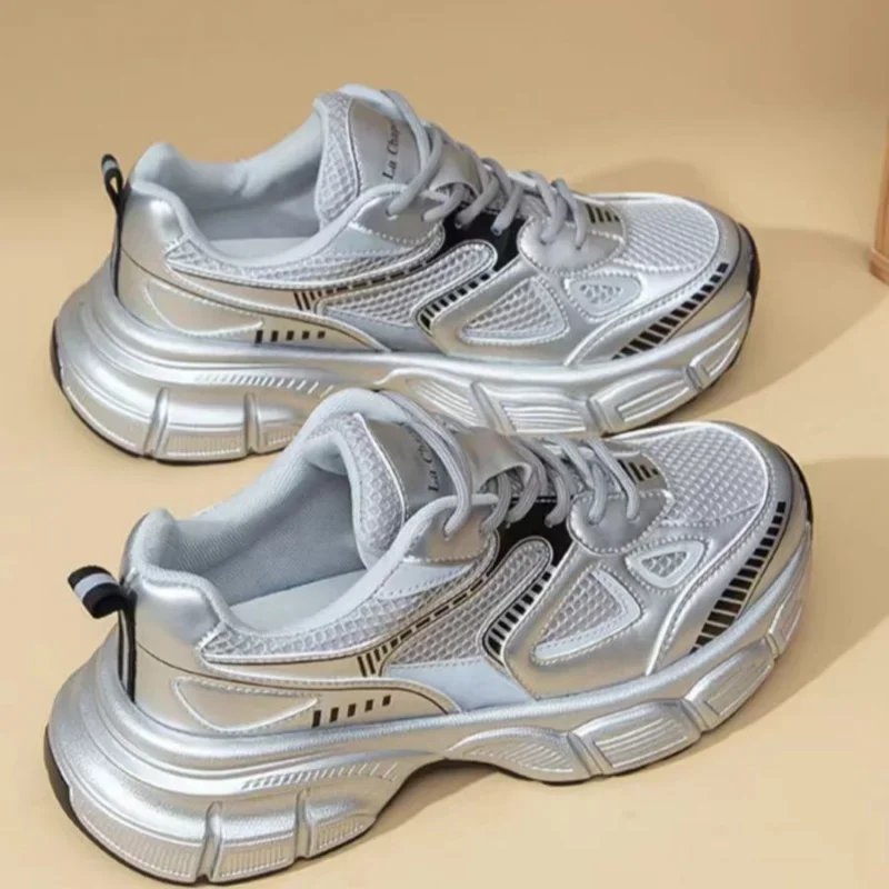 

Весенне-осенняя новая женская повседневная обувь с дышащим галстуком и толстой подошвой с круглым носком, модная удобная спортивная обувь