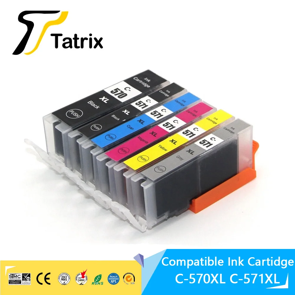 עבור קאנון 570xl 571xl PGI-570 CLI-571 מחסנית דיו לקאנון mg7750 pixma ts8050/ts9050/ts9055 מדפסת מדפסת