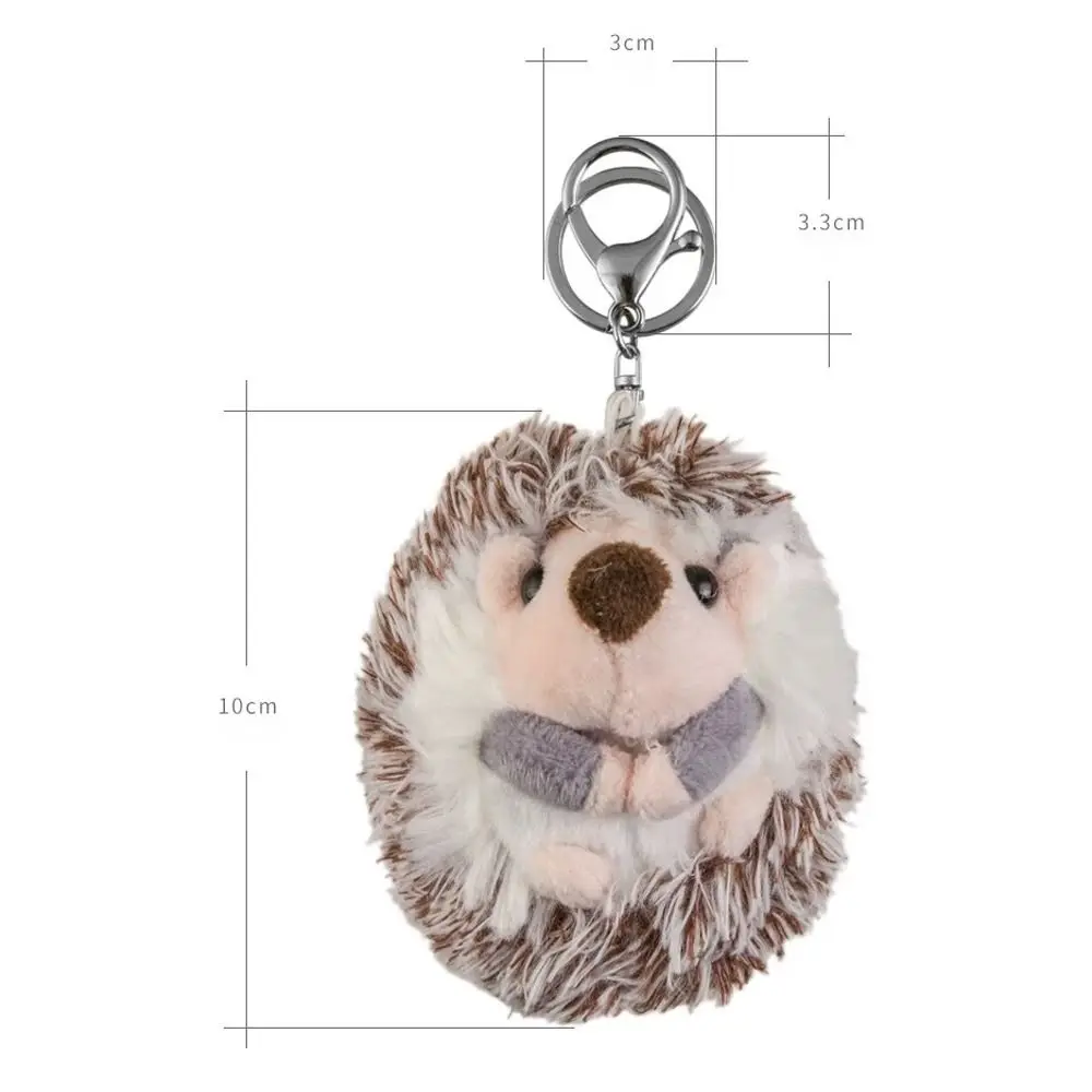 Cute Hedgehog Pattern Hedgehog Keychain Stuffed Animals Toys Flannel Bag Pendant Keyring Handbag Keyring Alloy Stuffed Keychain
